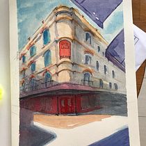 My project in Architectural Sketching with Watercolor and Ink course. Sketching, Drawing, Watercolor Painting, Architectural Illustration, Sketchbook & Ink Illustration project by misziynaddie - 12.06.2021