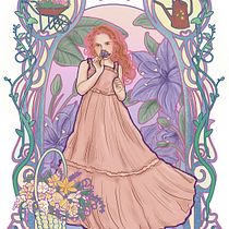 My project in Illustrated Portraits in Art Nouveau Style course. Ilustração tradicional, Artes plásticas, Ilustração digital, Desenho de retrato, Desenho artístico, Desenho digital, e Pintura digital projeto de Lital Pe'er - 08.12.2021