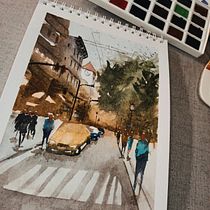 My project in Urban Landscapes in Watercolor course. Un projet de Beaux Arts, Aquarelle et Illustration architecturale de myhasson23 - 11.12.2021