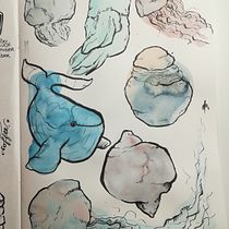 Creative drawing - Fantasy creatures. Traditional illustration, Sketching, Creativit, Drawing, and Sketchbook project by Marie COQUILLART - 12.10.2021