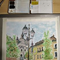 Mi Proyecto del curso: Técnicas modernas para paisajes urbanos en acuarela. Un progetto di Pittura e Pittura ad acquerello di José Luis - 10.12.2021