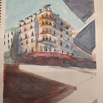 My project in Architectural Sketching with Watercolor and Ink course. Sketching, Drawing, Watercolor Painting, Architectural Illustration, Sketchbook & Ink Illustration project by msamartzi - 12.10.2021