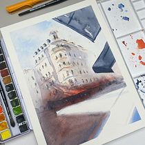 My project in Architectural Sketching with Watercolor and Ink course. Sketching, Drawing, Watercolor Painting, Architectural Illustration, Sketchbook & Ink Illustration project by mus_diana - 12.12.2021