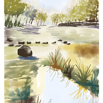 Pito's Landscapes in Adobe Fresco. Projekt z dziedziny  Sztuki piękne,  Malarstwo, Malowanie akwarelą, Ilustracja c i frowa użytkownika Vera Lalyko - 12.12.2021