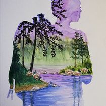 Mein Kursprojekt: Naturinspirierte Aquarellmalerei mit Double Exposure. Een project van Traditionele illustratie, Aquarelschilderen, Realistische tekening y Naturalistische illustratie van Doreen - 13.12.2021