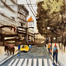 Meu projeto do curso: Paisagens urbanas em aquarela. Un projet de Beaux Arts, Aquarelle et Illustration architecturale de liliangar6 - 12.12.2021
