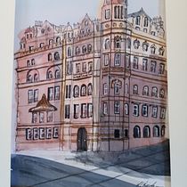My project in Architectural Sketching with Watercolor and Ink course - Manchester Midland Hotel. Sketching, Drawing, Watercolor Painting, Architectural Illustration, Sketchbook & Ink Illustration project by slbrrly - 01.23.2022