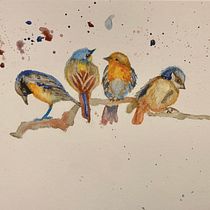 Mon projet du cours : Techniques artistiques d'aquarelle pour illustrer les oiseaux. Traditional illustration, Watercolor Painting, Realistic Drawing, and Naturalistic Illustration project by castel_karine - 12.19.2021