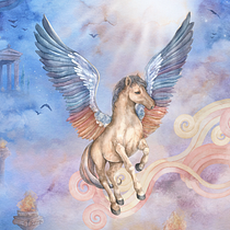 PEGASO: Técnicas mixtas de ilustración: combina acuarela y Photoshop. Traditional illustration, Digital Illustration, Watercolor Painting, and Digital Drawing project by Alex Vigo - 12.18.2021