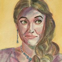 My project in Artistic Portrait with Watercolors course. Fine Arts, Painting, Watercolor Painting, and Portrait Drawing project by Dom Ban - 12.21.2021
