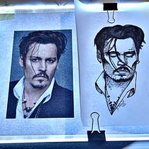 Mój projekt z kursu: Projektowanie tatuaży w estetyce Blackwork - Johnny Depp. Un projet de Illustration traditionnelle, Illustration numérique , et Conception de tatouage de Magda Malejko-Gryziak - 21.12.2021