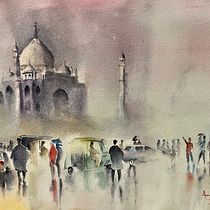 wet day in Agra, India. Projekt z dziedziny  Malarstwo,  Sztuki piękne i Malowanie akwarelą użytkownika Anil Khare - 22.12.2021