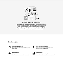 Workspace: a Landing Page for Booking Workspaces. Projekt z dziedziny UX / UI, Web design, Projektowanie aplikacji mobiln, ch, Projektowanie c, frowe, Projektowanie aplikacji, Projektowanie produktu c i frowego użytkownika marketing - 22.12.2021