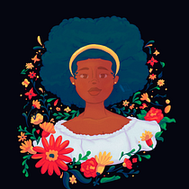 Meu projeto do curso: Retrato ilustrado com elementos botânicos. Un progetto di Illustrazione tradizionale, Illustrazione digitale, Illustrazione botanica e Disegno digitale di Marcos Sousa - 23.12.2021