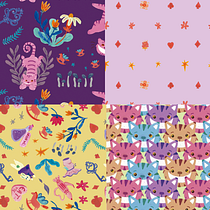 Meu projeto do curso: Design de padrões ilustrados (Alice no país das Maravilhas. Een project van  Ontwerp, Traditionele illustratie, Patroonontwerp y Printen van Clarice Farias - 28.12.2021
