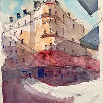 My project in Architectural Sketching with Watercolor and Ink course. Sketching, Drawing, Watercolor Painting, Architectural Illustration, Sketchbook & Ink Illustration project by Hakan Gokbayrak - 12.23.2021