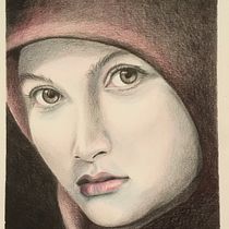 Il mio progetto del corso: Ritratto creativo in chiaroscuro con matita. Un projet de Illustration traditionnelle, Dessin au cra, on, Dessin de portrait, Dessin artistique, Dessin aux cra , et ons de couleur de elenaserrani - 24.12.2021