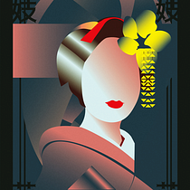 My project in Art Deco Style for Digital Illustration course : Geisha. Traditional illustration, Fine Arts, Poster Design, Digital Illustration, Design, Graphic Design, Multimedia, and Portfolio Development project by Afif Darwisy - 12.25.2021