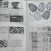 Mein Kursprojekt: Skizzenbuch mit handgemachten Stempeln. Traditional illustration, Pattern Design, Printing, Sketchbook, and Engraving project by aurora.hernandez - 12.28.2021