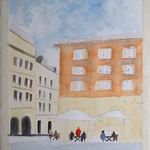 Meu projeto do curso: Técnicas modernas para paisagens urbanas em aquarela. Un progetto di Pittura e Pittura ad acquerello di Dinis Ponteira - 29.12.2021