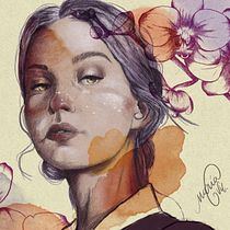 Mi Proyecto: Entre Orquídeas | Retrato Ilustrado con Procreate. Ilustração tradicional, Ilustração vetorial, Ilustração digital, e Desenho de retrato projeto de María Varela - 31.12.2021