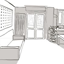 Il mio progetto del corso: Prospettiva artistica: gli spazi interni dal tuo punto di vista. Un projet de Illustration traditionnelle, Architecture, Dessin et Illustration architecturale de Isotta Santus - 01.01.2022