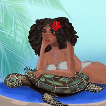 Mon projet du cours : Personnages féminins forts : représentez la diversité.  Island Girl. Traditional illustration, Painting, Digital Illustration, Digital Drawing, and Digital Painting project by Tiika Louisy - 01.03.2022