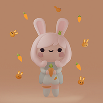 The Usagi - Meu projeto do curso: Criação de personagens Kawaii em 3D com Blender Ein Projekt aus dem Bereich Traditionelle Illustration, Design von Figuren, Digitale Illustration, 3-D-Modellierung und Manga von Marinna Raisa Damaso Costa - 02.01.2022
