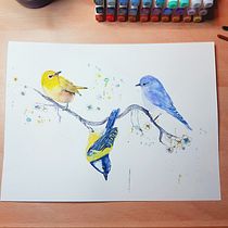 My project in Artistic Watercolor Techniques for Illustrating Birds course. Traditional illustration, Watercolor Painting, Realistic Drawing, and Naturalistic Illustration project by mariska de roos - 01.03.2022