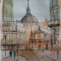 Mi Proyecto del curso: Paisajes urbanos en acuarela Ein Projekt aus dem Bereich Bildende Künste, Aquarellmalerei und Architektonische Illustration von arantxasclub - 03.01.2022