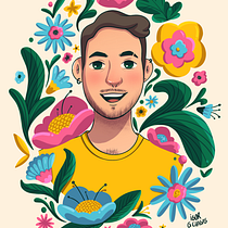 Meu projeto do curso: Retrato ilustrado com elementos botânicos. Un progetto di Illustrazione tradizionale, Illustrazione digitale, Illustrazione botanica e Disegno digitale di igorgchagas - 04.01.2022