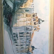 Centro militar dela Farmacia en Madrid. Sketching, Drawing, Watercolor Painting, Architectural Illustration, Sketchbook & Ink Illustration project by boho13 - 01.05.2022