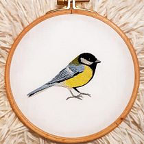 Parus Major - My project in Realistic Embroidery Techniques course. Traditional illustration, Embroider, and Textile Design project by irimie.diana - 01.05.2022