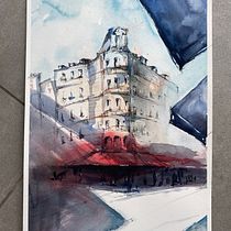 Mon projet du cours : Dessin architectural à l’aquarelle et à l’encre. Sketching, Drawing, Watercolor Painting, Architectural Illustration, Sketchbook & Ink Illustration project by marioncreaqua - 01.03.2022