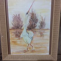 Raios de entardecer com uma garça. . Traditional illustration, Watercolor Painting, and Naturalistic Illustration project by Antonieta Pavanelo - 01.05.2022