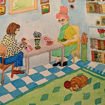 My project in Exploratory Sketchbook: Ladies socializing. Sketching, Creativit, Drawing, Watercolor Painting, and Sketchbook project by Christine Kosowick - 12.10.2021