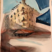My project in Architectural Sketching with Watercolor and Ink course. Sketching, Drawing, Watercolor Painting, Architectural Illustration, Sketchbook & Ink Illustration project by marcsabadi - 01.07.2022