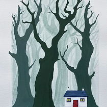 Illustration inspired by Little Red Riding Hood. Traditional illustration, Fine Arts, Painting, Pencil Drawing, Drawing, Children's Illustration, Narrative, and Gouache Painting project by Kate - 01.08.2022
