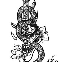 Meu projeto do curso: Desenho de tatuagem blackwork. Un projet de Illustration traditionnelle, Illustration numérique , et Conception de tatouage de leoskatto - 06.01.2022