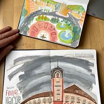 Mein Kursprojekt: Malerisches Skizzenbuch mit Gouache. Un progetto di Illustrazione tradizionale, Bozzetti, Disegno, Illustrazione architettonica, Sketchbook e Pittura gouache di Bina - 09.01.2022