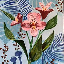 Asturium. Traditional illustration, Fine Arts, Painting, Acr, lic Painting, and Botanical Illustration project by Devaprem Reuter - 01.09.2022