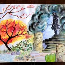 Mi Proyecto del curso: Ilustración en acuarela con influencia japonesa. Traditional illustration, Drawing, and Watercolor Painting project by Alessandro GR - 01.11.2022