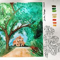 Meu projeto do curso: Caderno de viagem em aquarela. Projekt z dziedziny Trad, c, jna ilustracja, Malowanie akwarelą,  R, sunek architektoniczn i Sketchbook użytkownika Diana Miguel - 13.01.2022