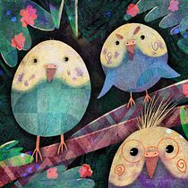Stylised birds with patterns and textures. Traditional illustration, and Digital Illustration project by Victoria - 01.13.2022