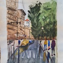 Mon projet du cours : Paysages urbains à l’aquarelle Ein Projekt aus dem Bereich Bildende Künste, Aquarellmalerei und Architektonische Illustration von Virginie - 16.01.2022