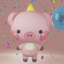 Birthday Pig: My project in Kawaii Character Creation in 3D with Blender Course Ein Projekt aus dem Bereich Traditionelle Illustration, Design von Figuren, Digitale Illustration, 3-D-Modellierung und Manga von pummypumpkins - 09.01.2022