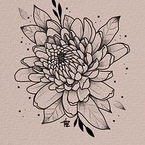Mon projet du cours : Tatouage botanique en pointillisme. Projekt z dziedziny Trad, c, jna ilustracja, Projektowanie tatuaż, R i sunek botaniczn użytkownika Priscilla BENZ - 19.01.2022