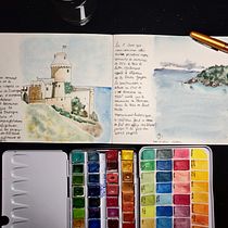 Mon projet du cours : Carnet de voyage à l’aquarelle. Traditional illustration, Watercolor Painting, Architectural Illustration, and Sketchbook project by Lucie Avenel - 01.19.2022
