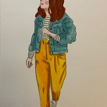 Walking girl. Un progetto di Illustrazione tradizionale, Character design, Disegno, Illustrazione digitale e Pittura gouache di emma.morales.ruiz - 19.01.2022