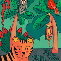 Three tigers. Ilustração tradicional, Criatividade, Ilustração digital, e Desenho digital projeto de Mathilde Høst - 19.01.2022